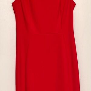 Red Calvin Klein dress with gold zipper